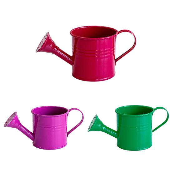 Colorful Iron Floral Container Metal Watering Can for Outdoor Plants, Small Kettle with Handle Decorative Plant Jug Succulents Garden Flowers,