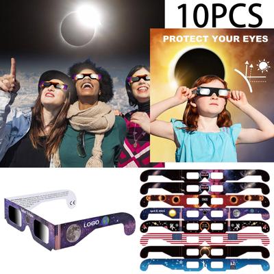 10 piezas de gafas solares de papel de color aleatorio, gafas solares de observación total, gafas de visualización anti-UV para exteriores 3D