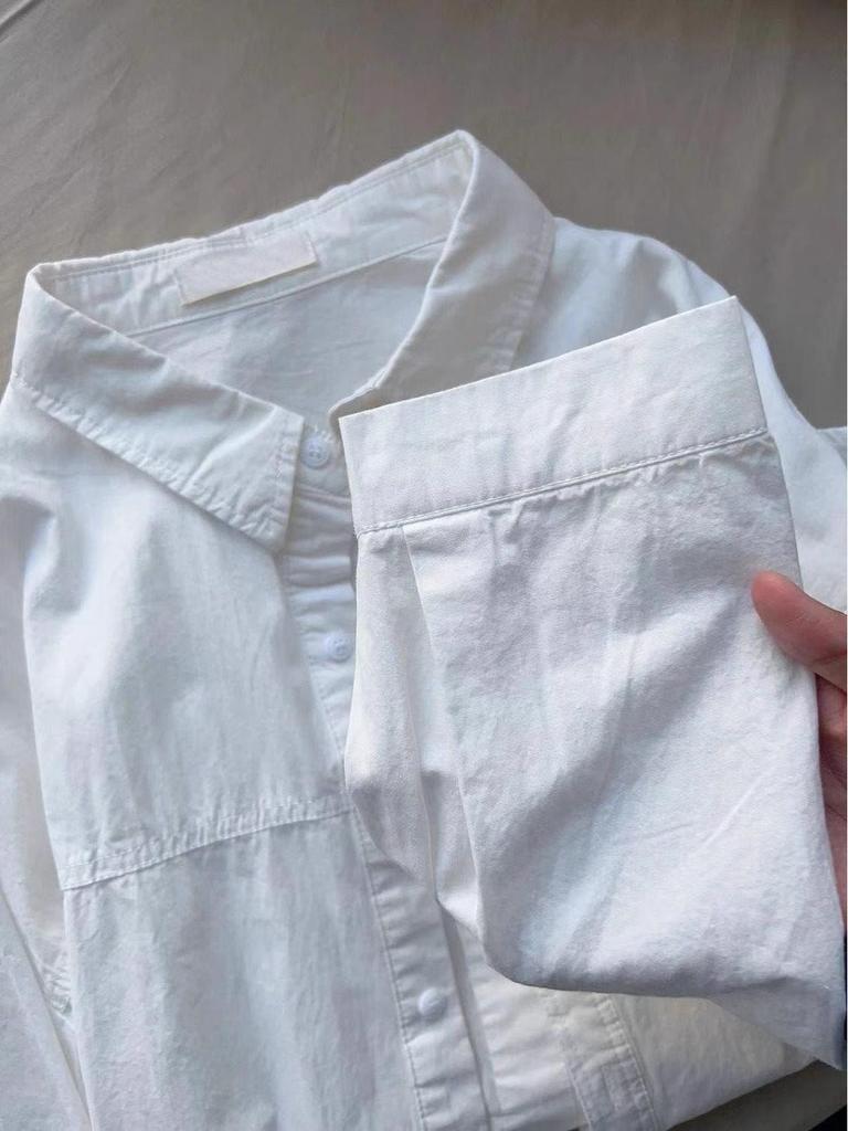 Women's Milky Yellow Layered Long-Sleeve Loose Shirt Jacket - Petite Casual Spring/Autumn Top