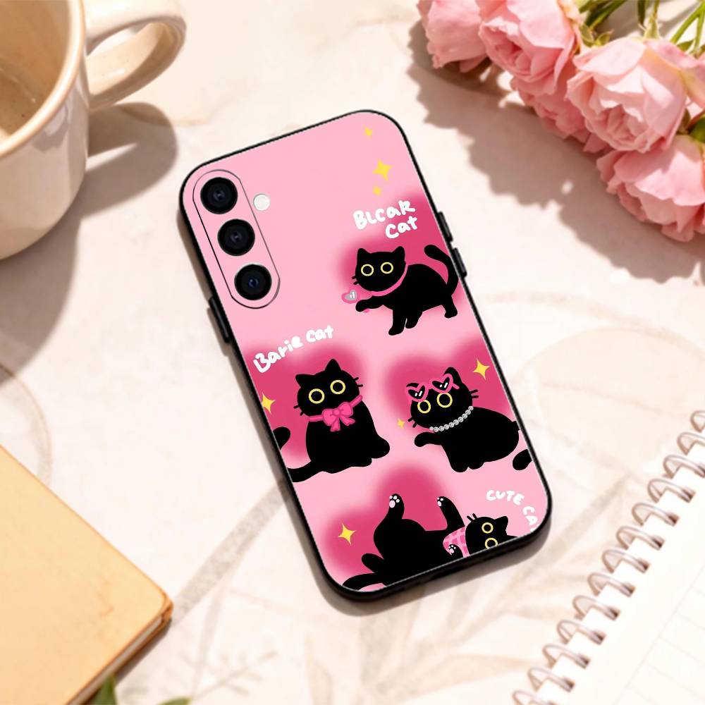

L-Lovely B-Black Cat phone Case For Samsung Galaxy A73,A72,A71,A70,A53,A52,A51,Others Soft Black Shell Samsung a22 5g