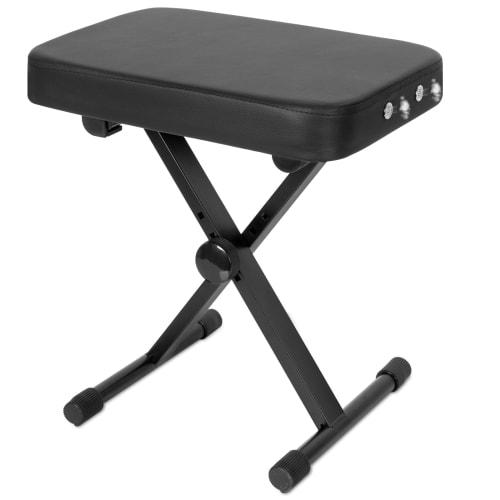 AKOZLIN Piano Chair, 6cm Thick, X-Shaped, Keyboard Bench, 4 Height Adjustments, Foldable, with Non-Slip Sponge, Black