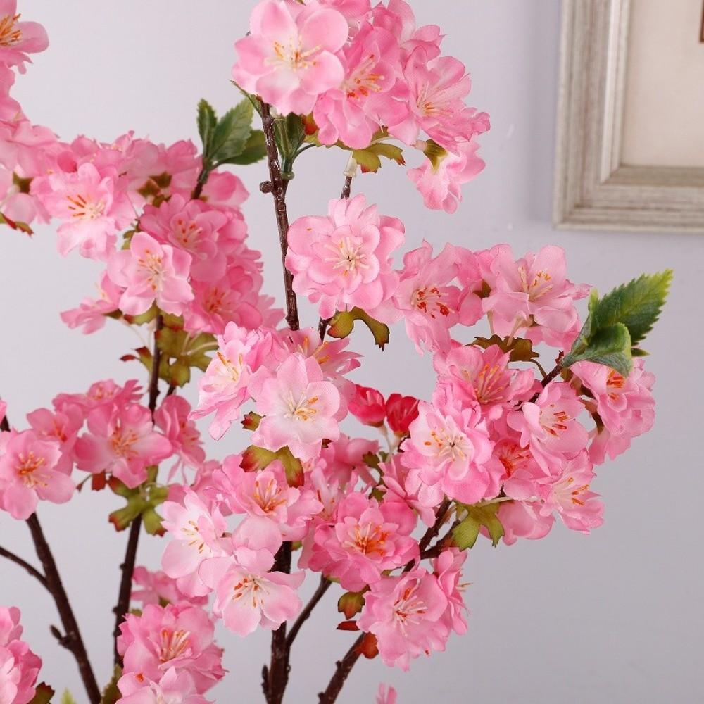 with Leaves Artificial Cherry Blossom Long Fake Flower Simulation Cherry Blossom  Teacher's Day