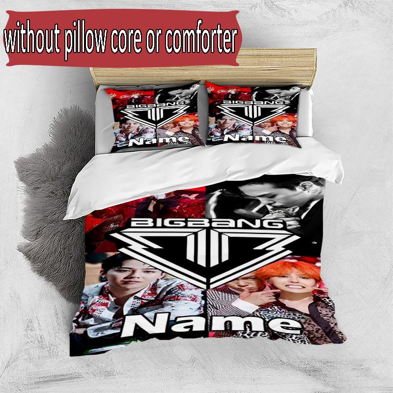 3pcs Duvet Cover Set (1*Duvet Cover + 2*Pillowcase, Without Core), Custom Name BIGBANG Pattern Bedding Set, Home Bedroom Decor Gift