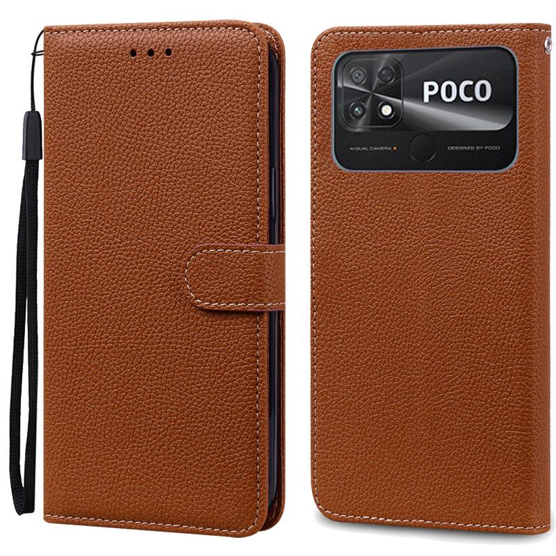 

Чохол POCO C40 Шкіряний Гаманець Чохол-книжка Для Чохол POCO C40 Xiaomi POCO C40 C 40 PocoC40 Чохол для телефону Coque Fundas Etui Shell For POCO C40 коричневий