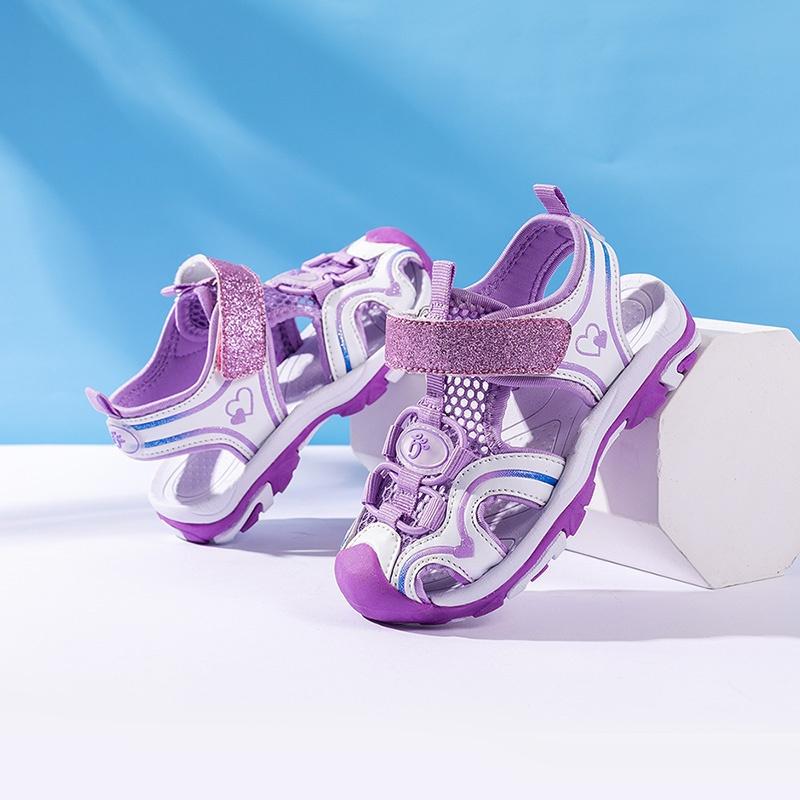 Sandale la modă pentru copii Fete strălucitoare, portabile, cu velcro, respirabile, ocazionale, 26-37 28 violet