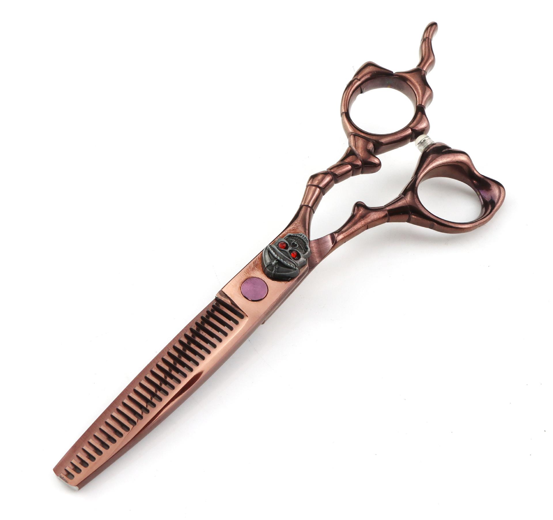 

6.0 Inch Bronze Gold Skull Handle Naipson Hair Scissors Haircut Flat Scissors Bangs Scissors Thin Scissors bronze golden skull teeth