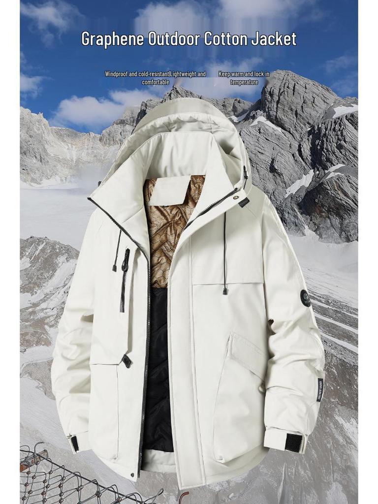 Couple's Outdoor Graphene-Infused Cotton Jacket: Windproof, Waterproof, Stylish, and Warm Mountaineering Coat