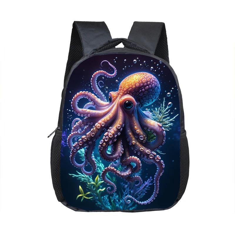 Dolphin / Turtle / Octopus/ Starfish Print Backpack for Children Marine Organism Schoolbags Toddler Kindergarten Daypack Bookbag