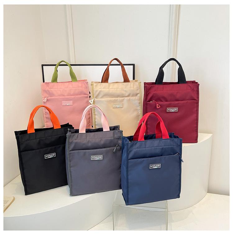 New Contrasting Color Portable Lunch Box Bag, Student Carry Bento Bag At Work, Make-up Bag, File Bag, Handbag.