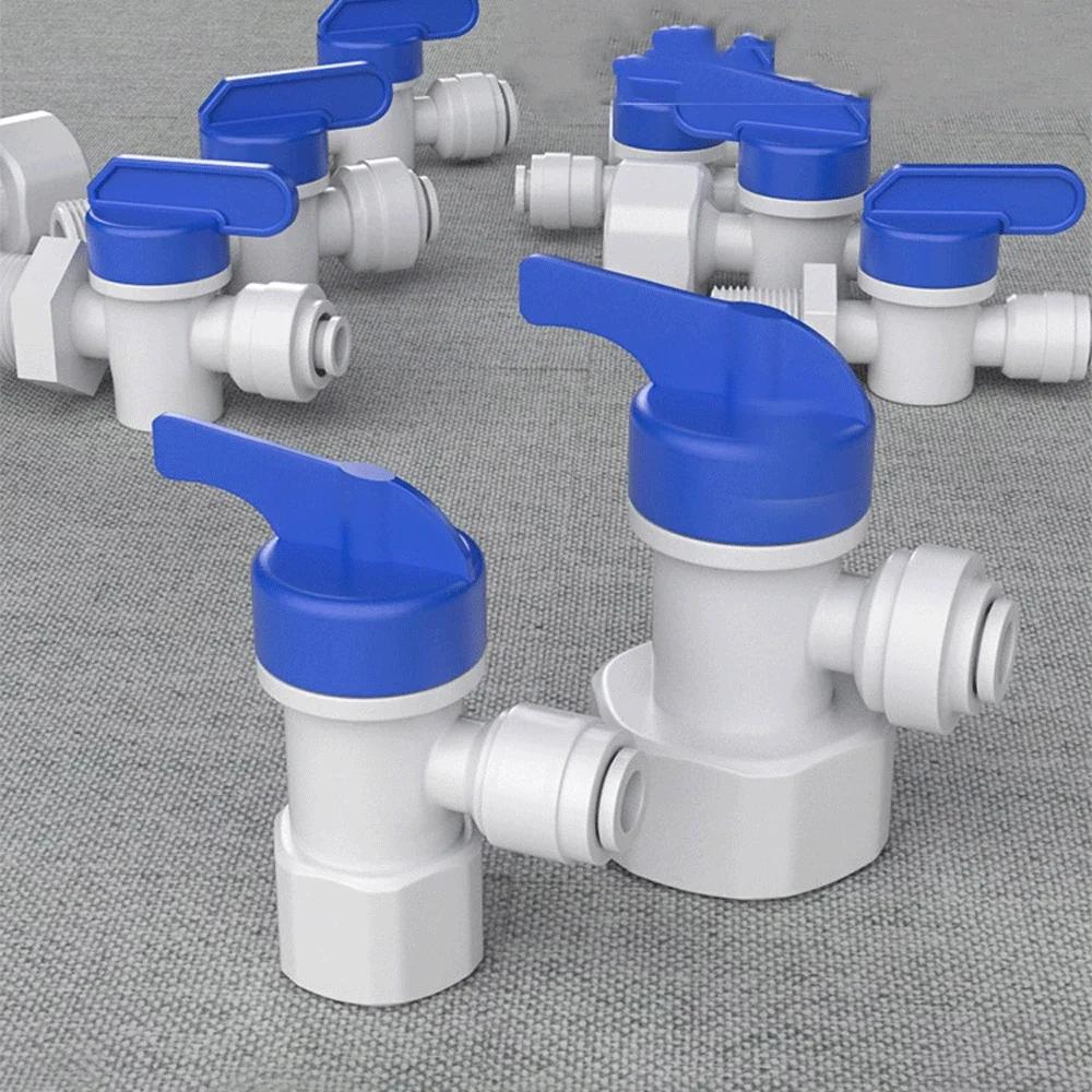 1/4" 3/8" OD Tube Tap Shut Off Ball Valve POM Quick Fitting Connector Tee Elbow Reducer Aquarium RO Water Filter Reverse Osmosis