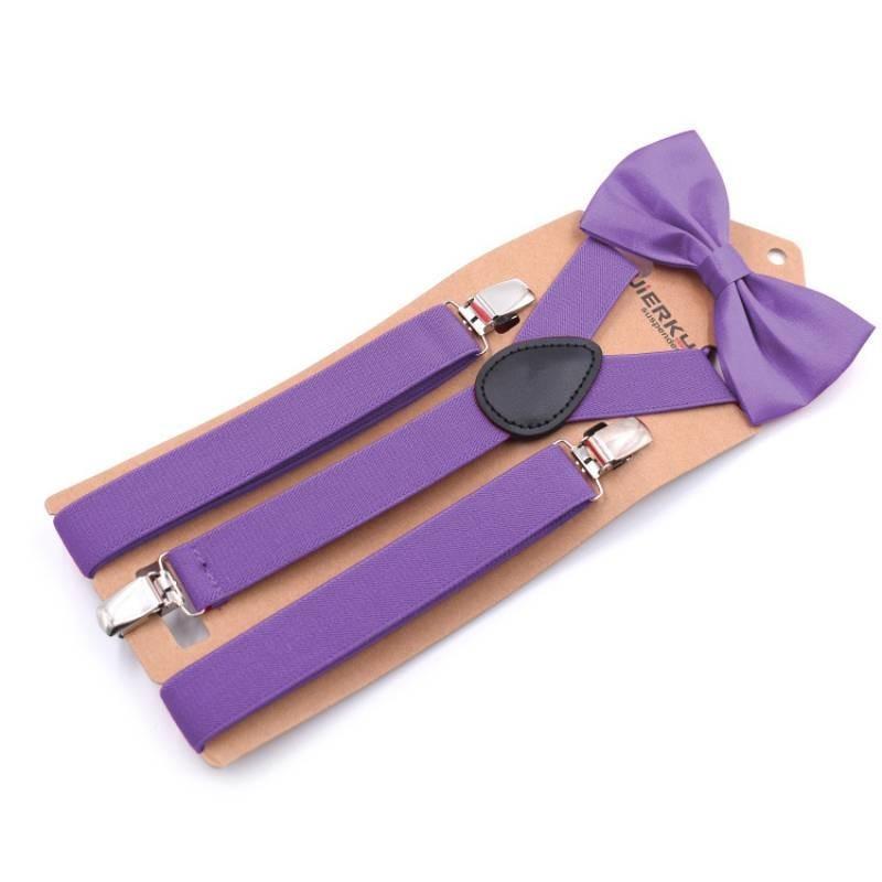 

Adorable Children s Bow Tie Suspender Set With Elastic Adjustable Straps Light Purple