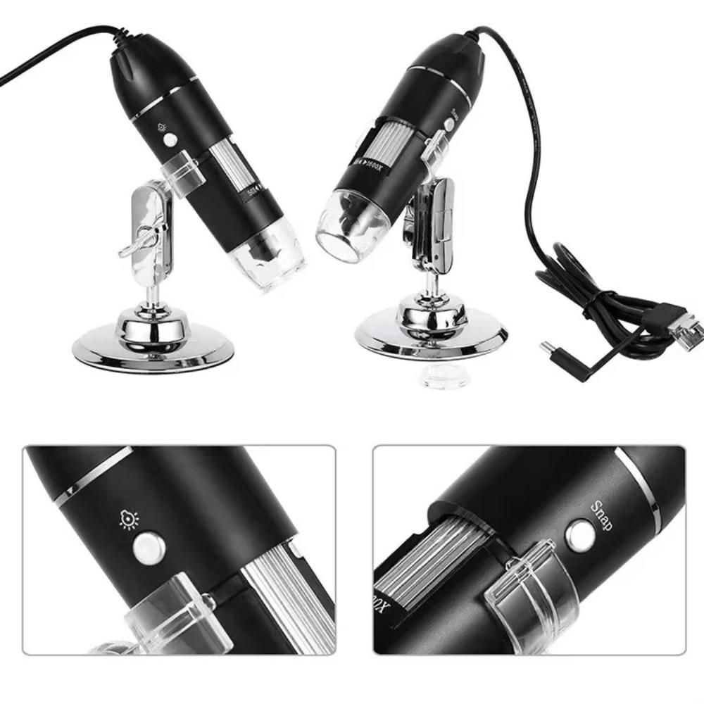 1600X Magnification Digital Microscope Camera 8 LED Lights Adjustable Stand Electronic Microscope HD 3in1 USB Digital Microscope