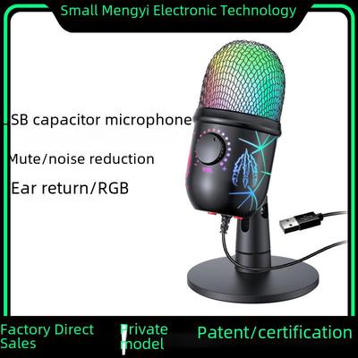 V5 RGB USB Kondensatormikrofon - Rauschunterdrückung für PC, Mobilgeräte, Live-Karaoke und Gaming.