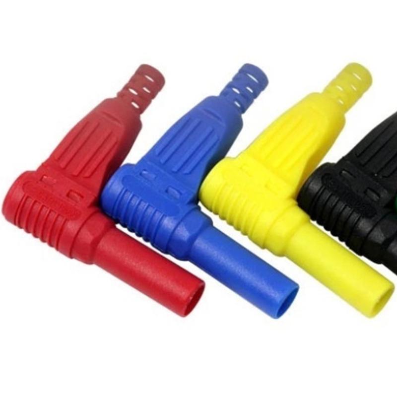 4Mm Right Angles Banana Plugs with Screw Lock Mechanism Safe Insulated Electrical Aapter for Stable Electrical Contact