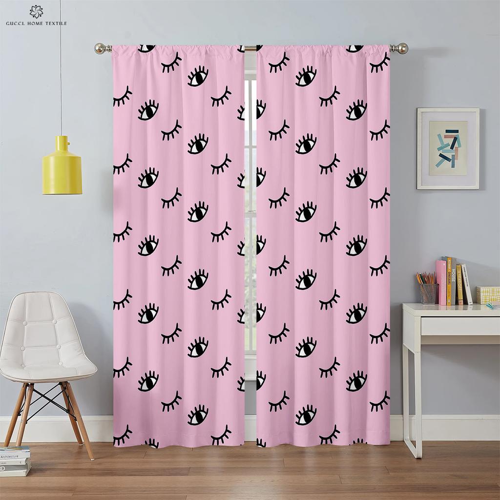 Simple Window Curtains, Unicorn Eyelash Pattern, Custom Curtains, Kids Room, Living Room, Kitchen, Home Decoration