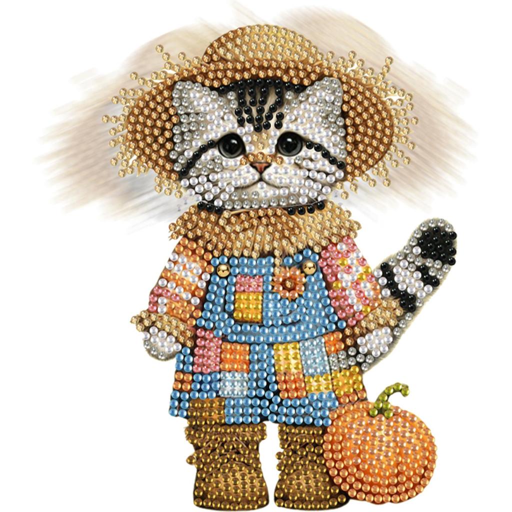 2D Flat Cat DIY Shaking Head 5D DIY Diamond Art Tabletop Decorations Diamond Painting Desktop Decorations for Adults Beginner