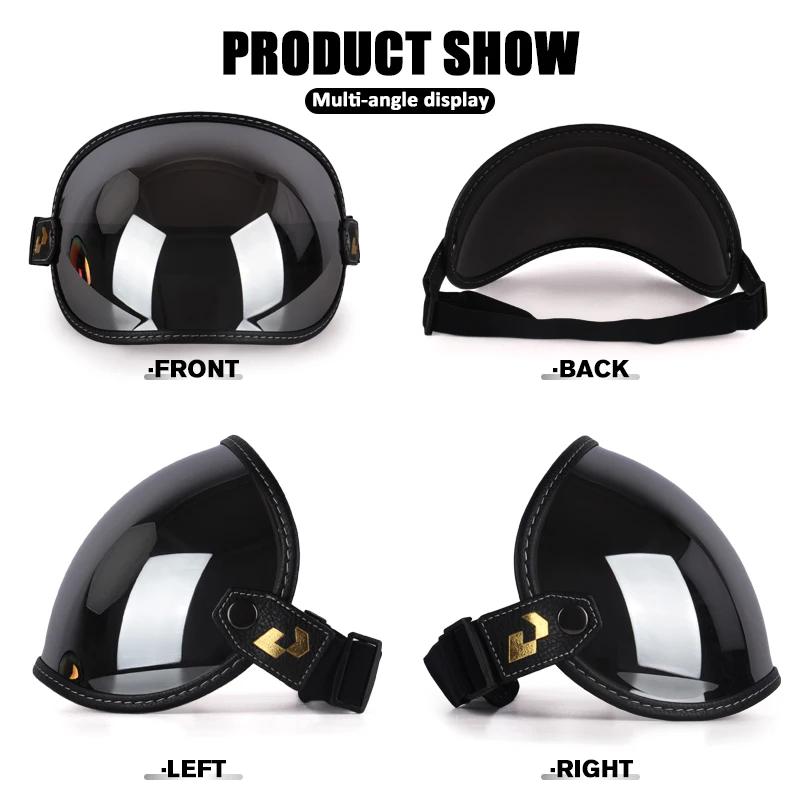 Uchoose Adatta a Tutti Casco Integrale Mezzo Casco Moto Vintage Retro Scudo Bolla Visiera Lente Occhiali da Sole Occhiali Accessori
