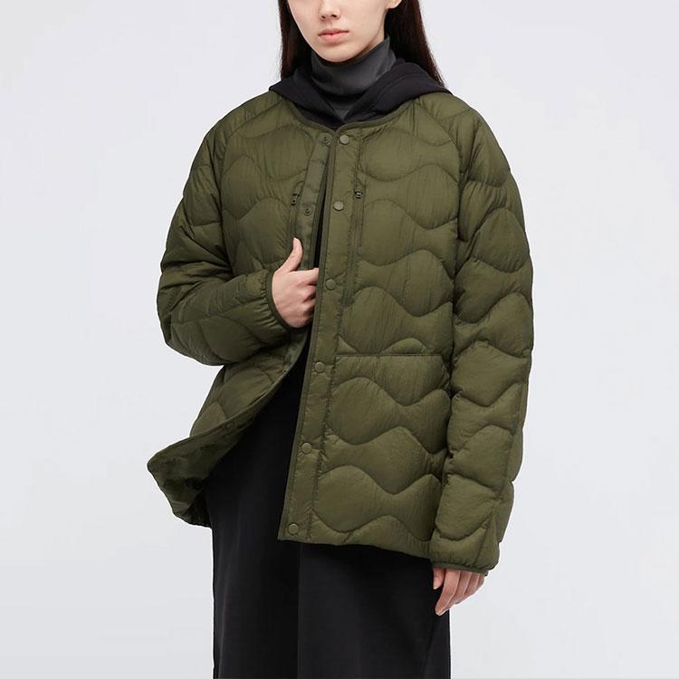 Uniqlo X White Mountaineering Collaboration Premium Lightweight Loose Fit Quilted Down Jacket Unisex outerwear Olive 442562-56