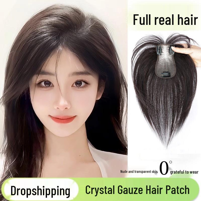Fluffy Volume Boost Real Human Hair Extensions for Women – Seamless Air Bangs & Bald Spot Coverage