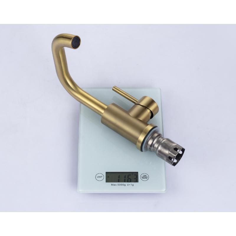 Badezimmer-Wasserhahn, gebürstetes Gold, Waschbecken-Wasserhahn, kaltes und heißes Waschbecken, Mischbatterie, Einhand-Wasserhahn zur Deckmontage