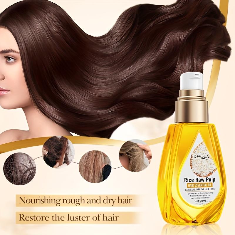 70ml Rice Raw Pulp Hair Essential Oil, Repairing and Hair Care, Easy To Absorb, Not Greasy, Smooth and Easy To Comb
