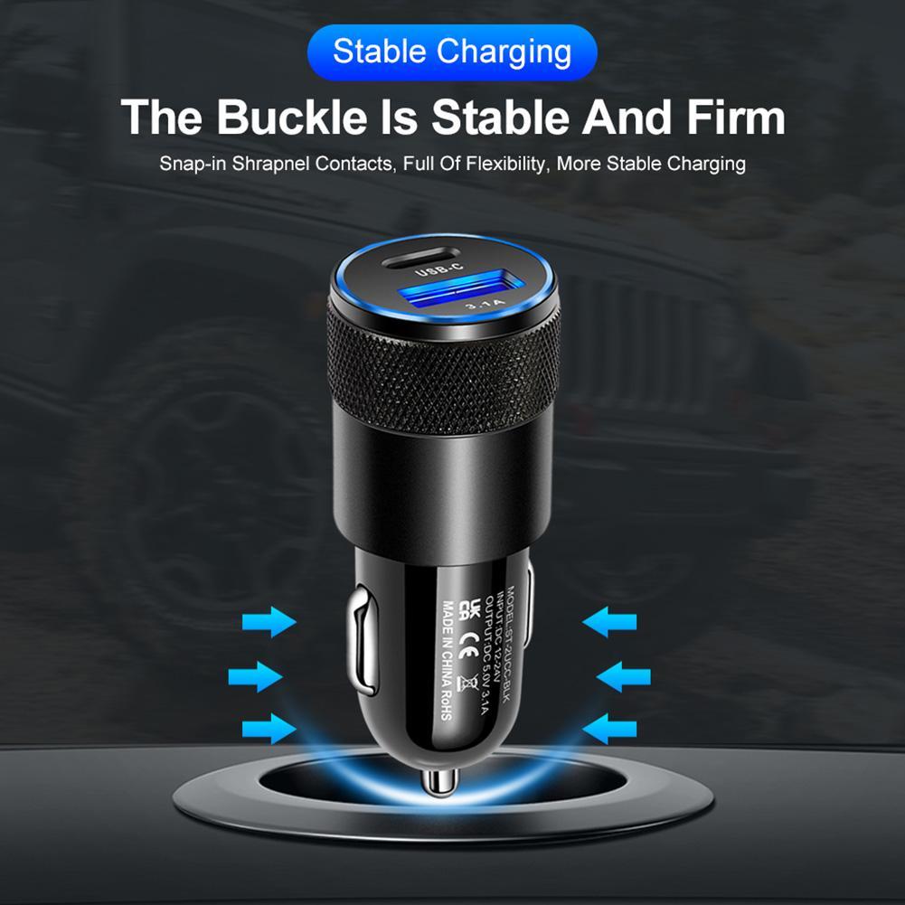 Dual USB Car Charger Type C Fast Charging Phone Adapter For Xiaomi Huawei PD Phone Charger Car Adapter Socket Cigarette Lighter
