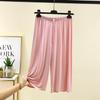 Women's Plus Size 6XL Modal Pant Calf-length Summer Wide Leg Pants Drawstring Short Pants Casual Homewear Pants