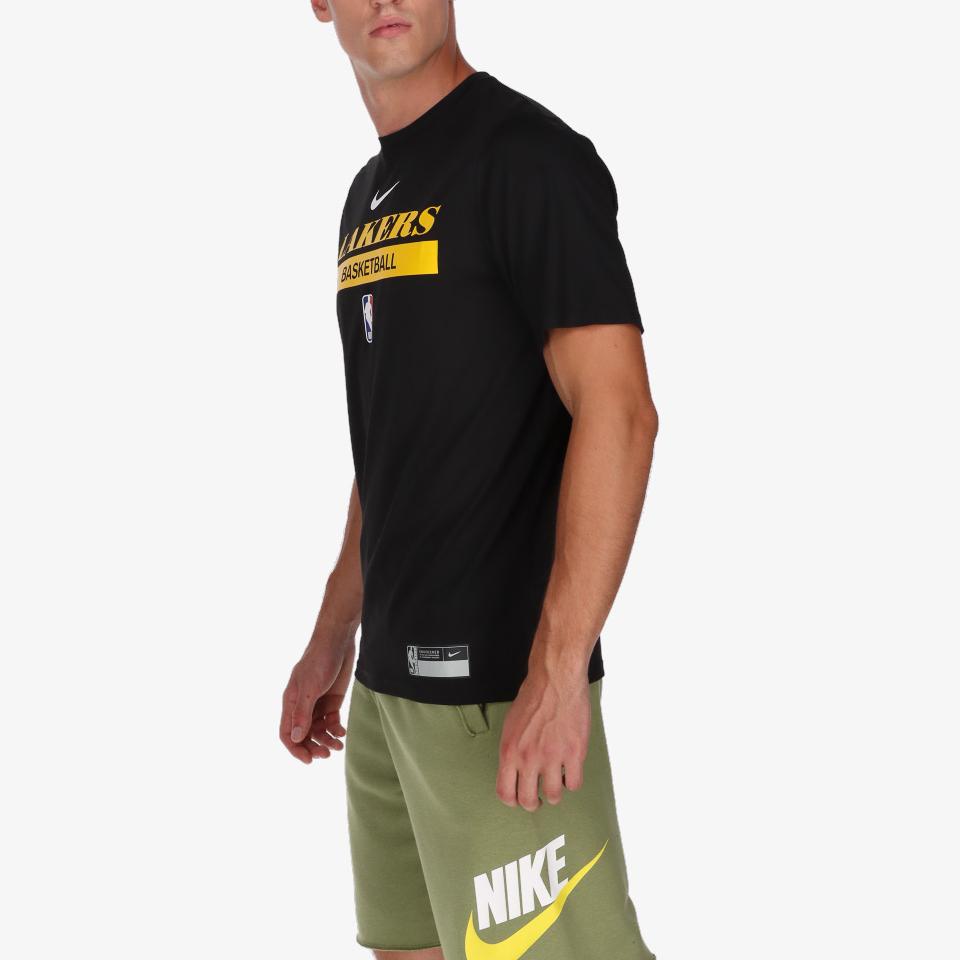 Nike Los Angeles Lakers Legend Court Practice Logo Print Crew Neck T-Shirt Men Tops Black DR6469-010