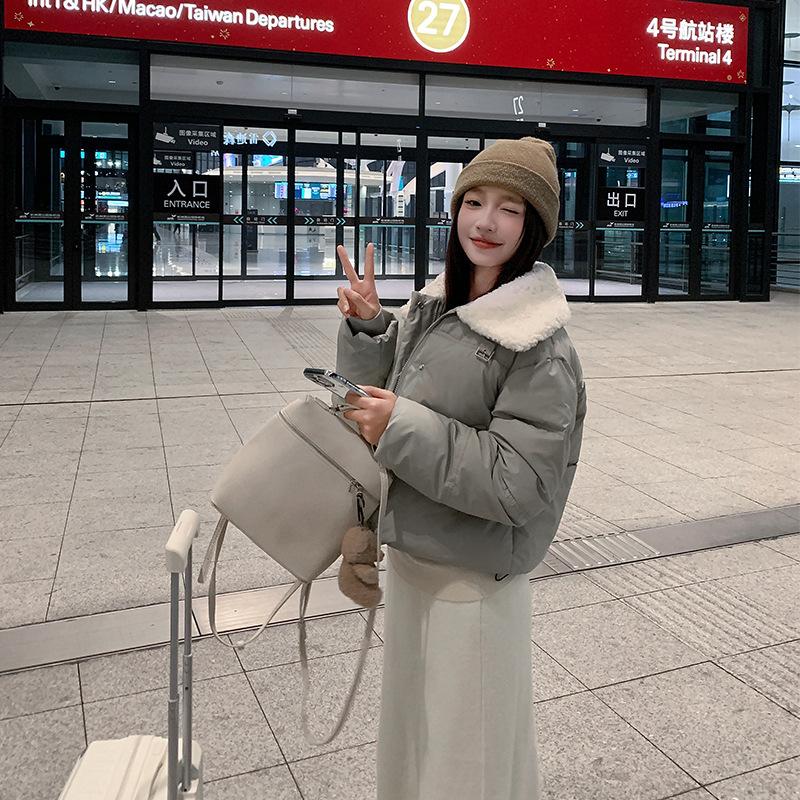 Down Cotton Coat Short Versatile and Fashionable Korean Style Stand Collar Cotton Coat for Women Thick Warm and Loose Style