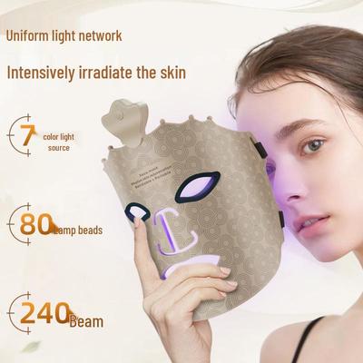 LED Photon Silicone Facial Mask for Skin Rejuvenation with Seven-Color Light Therapy