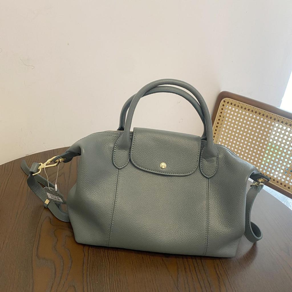 Japanese and Korean Soft Cowhide Handbag: Classic Women's Genuine Leather Dumpling Bag, Shoulder & Crossbody Style.