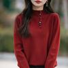 Women's Plus Size Loose Knit Half-High Collar Sweater - Autumn/Winter 2024 Collection
