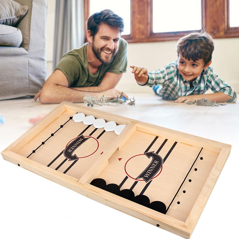 Gioco Veloce Disco Da Fionda – Hockey Da Tavolo In Legno, Gioco Interattivo Genitore-Figlio Per Bambini E Famiglie