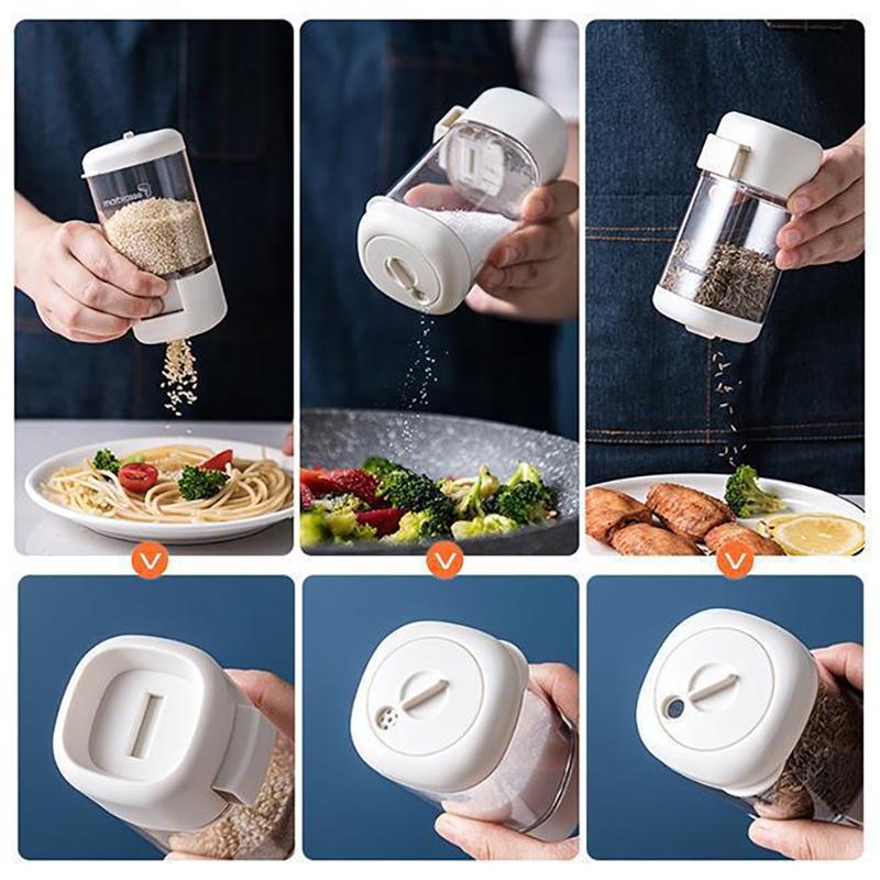 2G Metering Salt Shaker Push Type Salt Dispenser Salt Tank Sugar Bottle Shaker Canister Quantitative Spice Shaker Seasoning Box