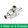 Male To Two Female Connector 3 Way Plug Adapters Coaxial Coupling Jack T Type Antenna Distributor