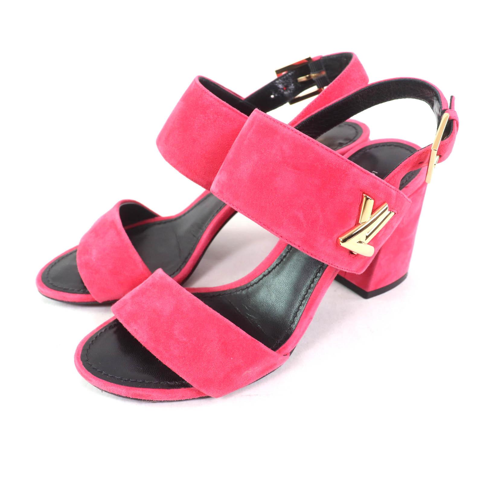 Very Good LOUIS VUITTON Sandals Essential V Backstrap pink Suede leather Women 36 Used