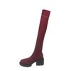 Winter Skinny Medium Heel Over Knee Socks Boots Large Size Coarse Heel Cloth Elastic Skinny Boots Women