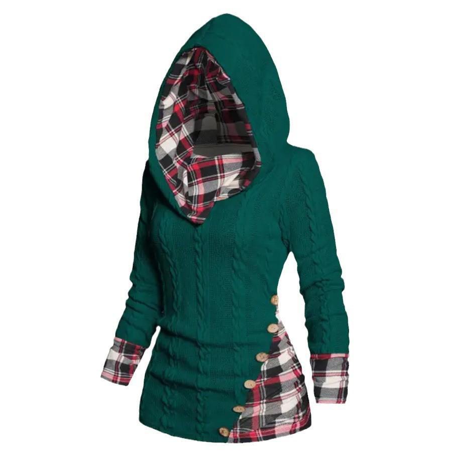 Dámský pletený svetr s kapucí - Pulovr s dlouhým rukávem, ležérní mikina 2023