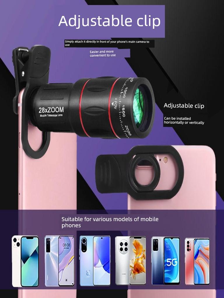 18X 28X 36X Mobile Phone External Telephoto Lens High-Definition Monocular Telescope for Concert Photography