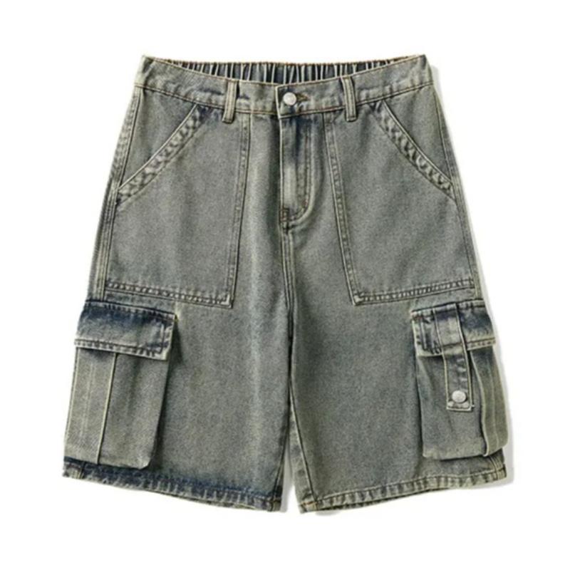 Herren Shorts Jeansshorts Vintage Lockerer Schnitt Cargo Gewaschen High Street Frühling Sommer Große Größen