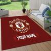 Custom Name Manchester United Flannel Pattern Square Carpet,Area Rug,Carpet Rug for Living Room Bedroom Sofa Playroom Decor,Non-slip Floor Mat