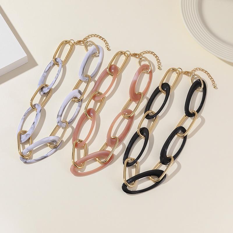 Böhmische Acryllegierung Kette Halskette, Street Retro Metall Schlüsselbein Kette, Halskette für Frauen