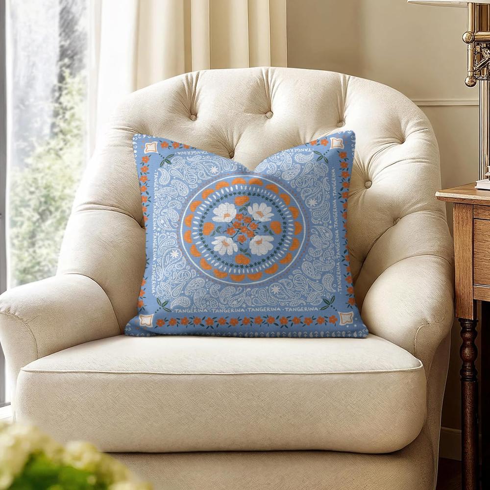Simple Retro Cushion Cover Natural Linen Organic Fabric Double-Sided Printing Sofa Home Decor Gift Pillow Cover