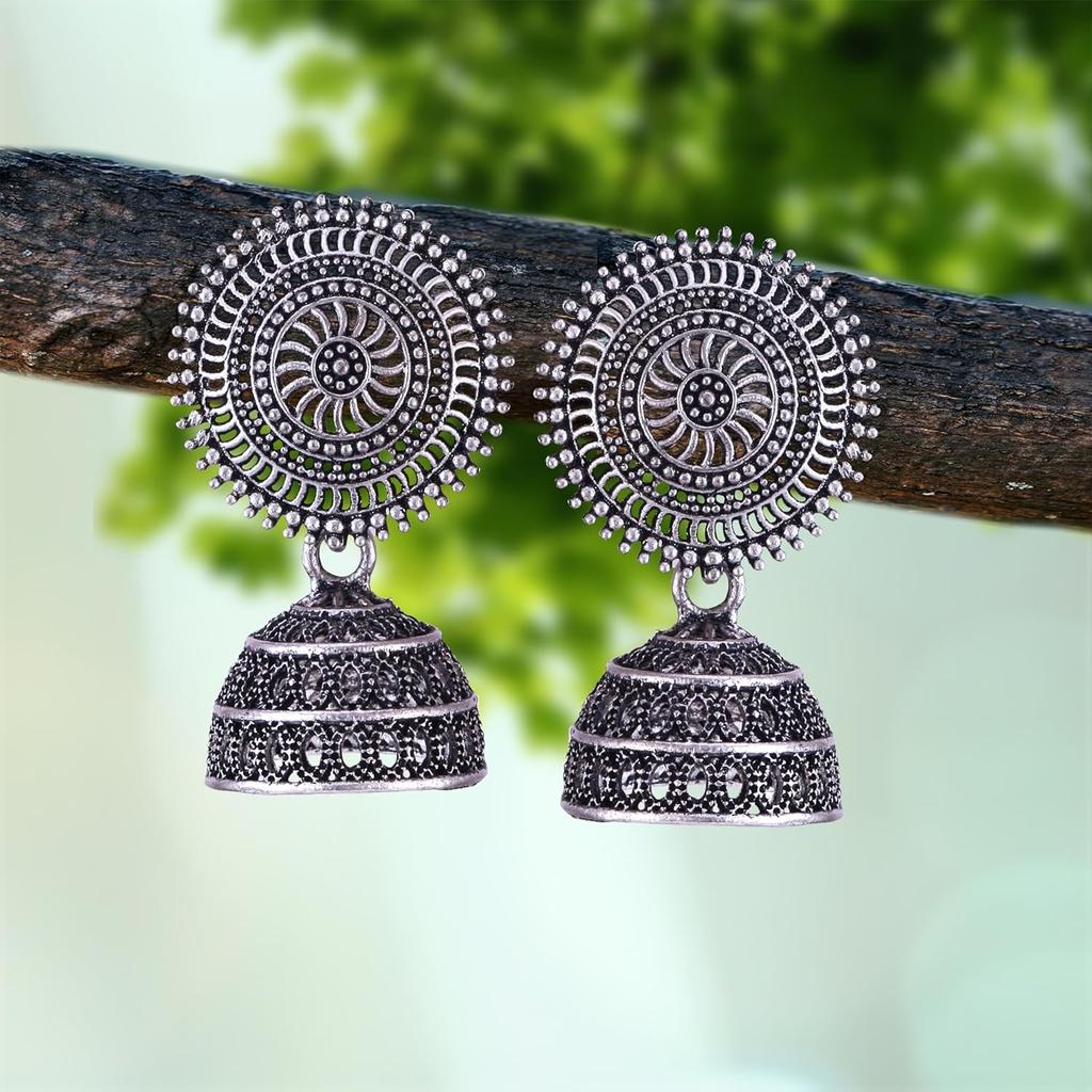 Earrings for Women Fashion Jhumka Oxidised Silver Earrings for Women Combo Chandbali Pearl Chandbali Stylish Jhumkas