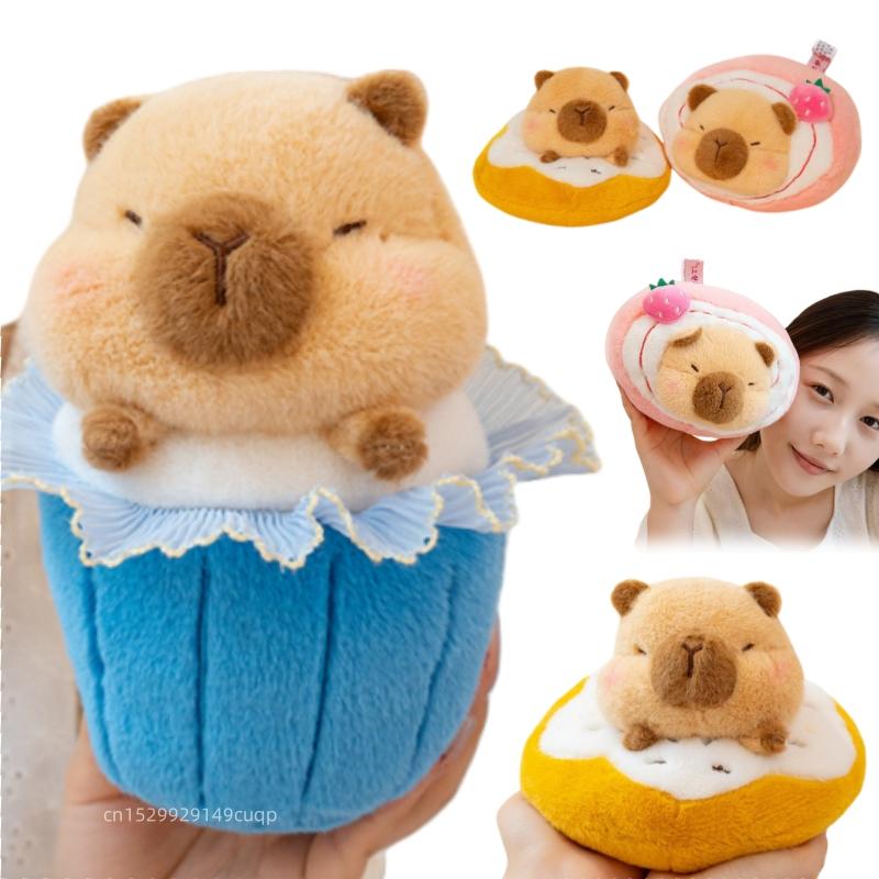 Favorite Toy Unisex Kids 23Cm Cartoon Dessert Capybara Plush Doll Doughnut Teacup Cake Swiss Roll Capybara Plush Toy Home Decoration Gift For Children