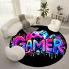Dream game controller pattern Flannel-printed round floor mats are slip-resistant Suitable living room terrace garden carpets