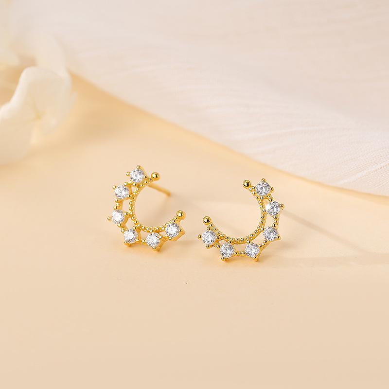 

Серьги Banyan Tree S925 Silver Curved Half Moon Circon - Трендовый нишевый дизайн 2023 года Gold plating серебряный