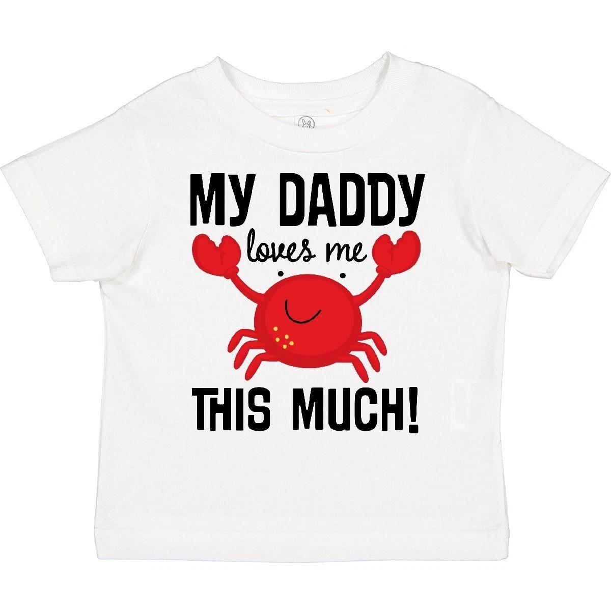Inktastic Daddy Loves Me Childs Crab Toddler kids boys T-Shirt Cute Gift From Dad Outfit 100