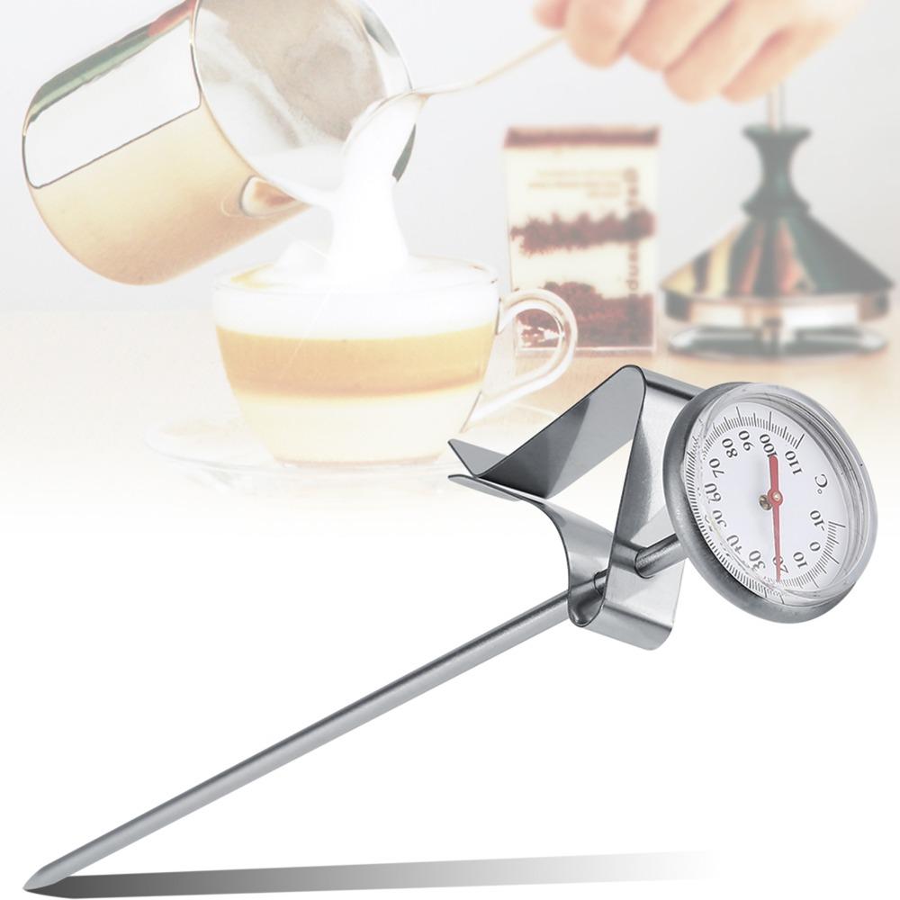 Stainless Steel Milk Frothing Thermometer Instant Read 7.6in Long Probe Coffee Thermometer with Clip Detachable
