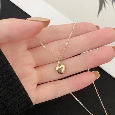 Exaggerated Metal Big Heart Pendant Choker Necklace For Women Elegant Minimalism Golden Color Chain Christmas Jewelry Girl Gifts